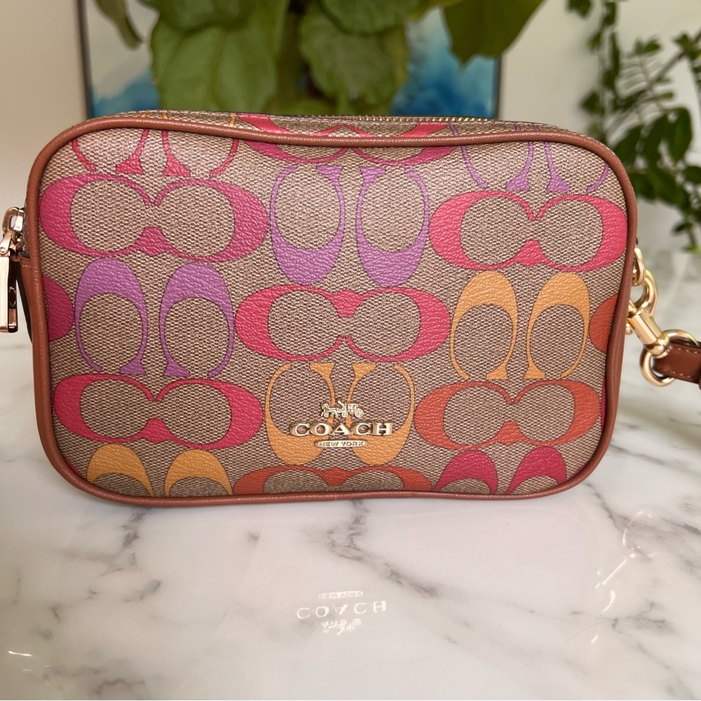 Coach Jes Crossbody 20 In Rainbow Signature Canvas C1308